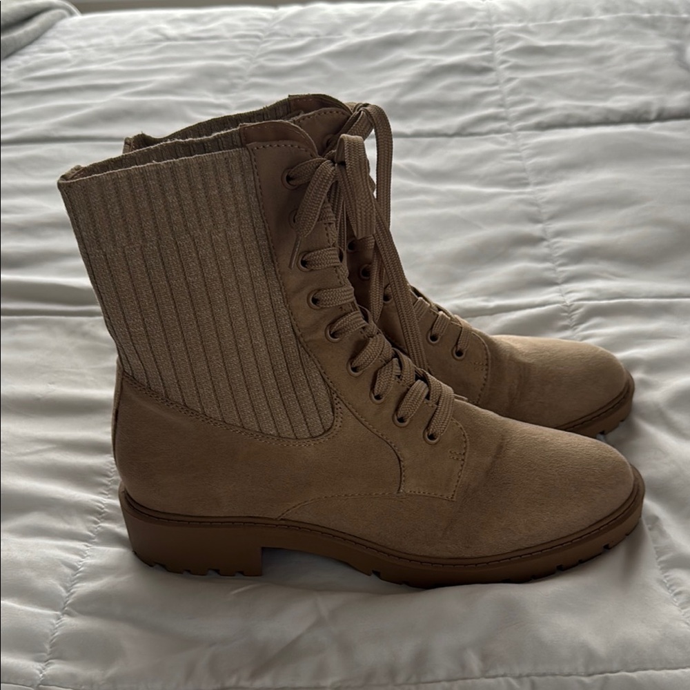 Women's Tan Lace-Up Boots